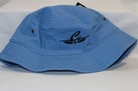 Image 1 of Light Blue & Black "Stay Tru" Bucket Hat