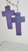 Cotton Candy Splatter Cross Earrings