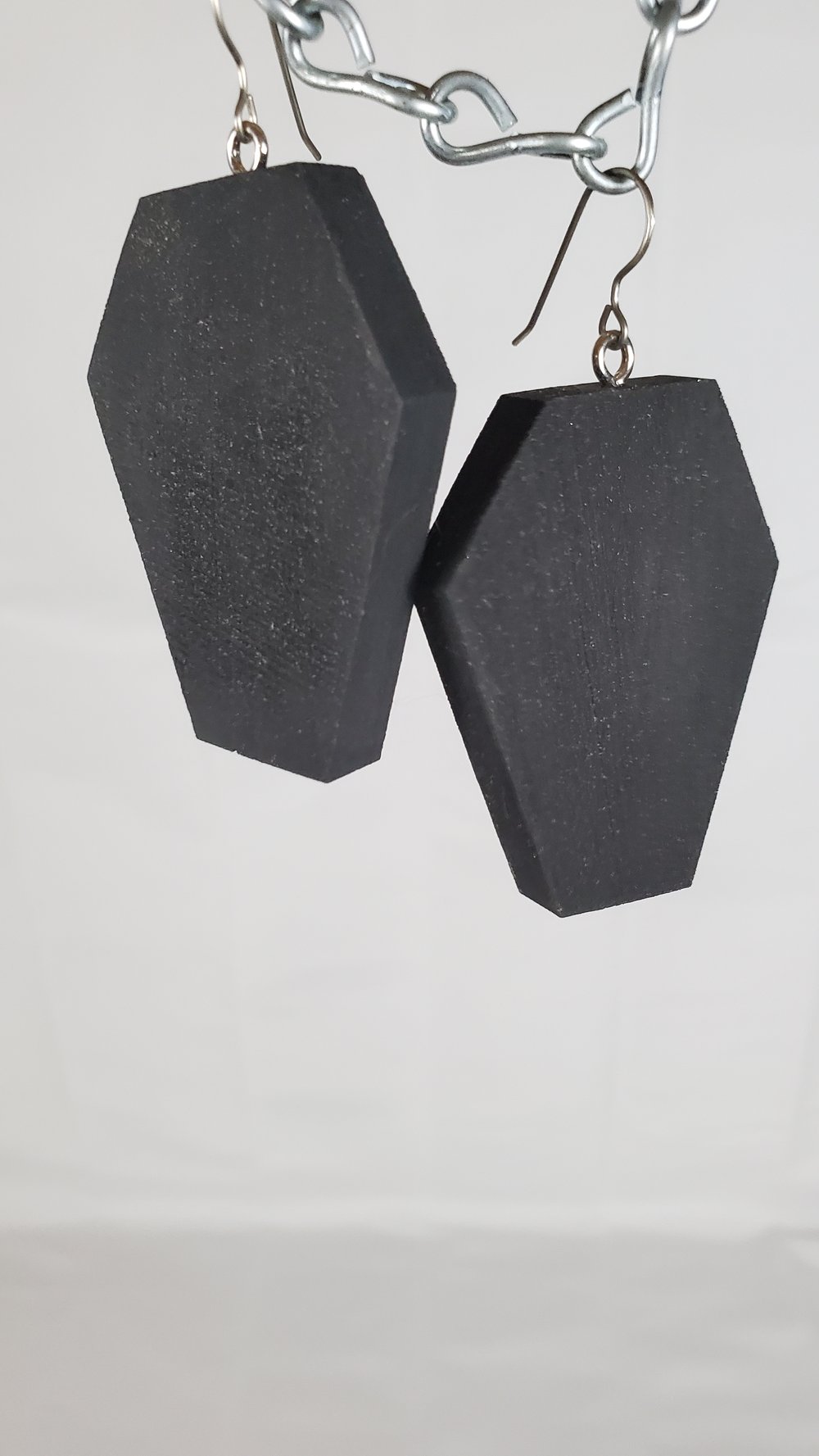Matte Black Coffin Earrings