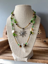 Green sun and Quartz necklace