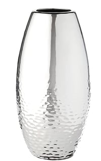 Image 1 of Faux Dented Silver Piece Decorative Vase