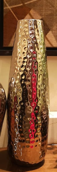 Image 4 of Faux Dented Silver Piece Decorative Vase