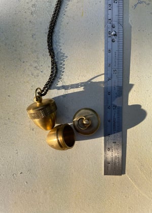 Image of Vintage Brass Acorn Necklace  - secret compartment -unscrew top