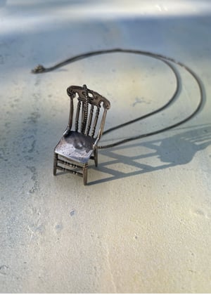 Image of Vintage Sterling Silver Chair Pendant & Chain 
