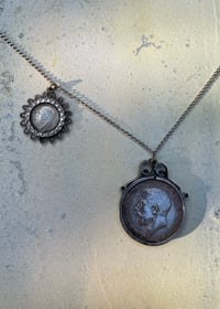 Image 1 of Antique Sterling Silver King George V Coin Pendant Necklace 