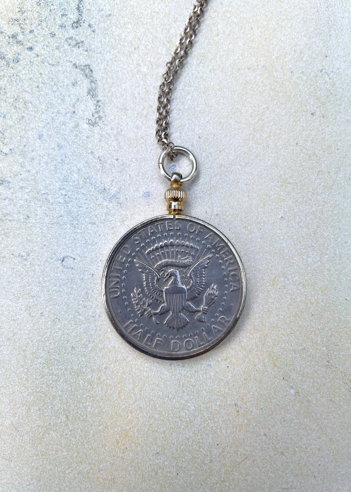 Image of Vintage Half Dollar Pendant & Sterling Silver Chain 