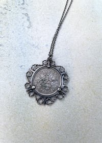 Image 1 of Vintage Silver Six Pence Coin Pendant & Chain 