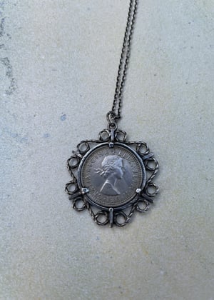 Image of Vintage Silver Six Pence Coin Pendant & Chain 