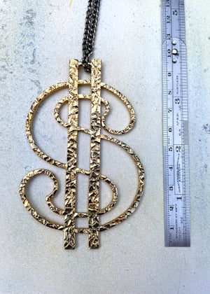 Image of Vintage Gold 80s Dollar Pendant & Chain 