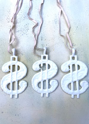 Image of Vintage 80’s White Coated Metal Dollar Necklaces 