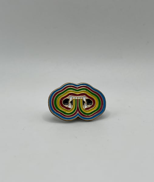 Image of Trippy mouth pin badge