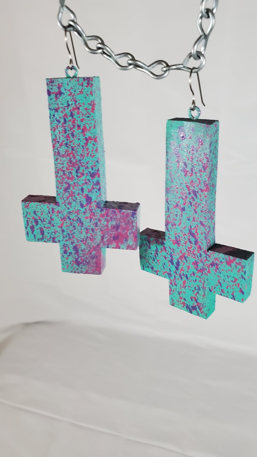 Inverted Cross Cotton Candy Earrings