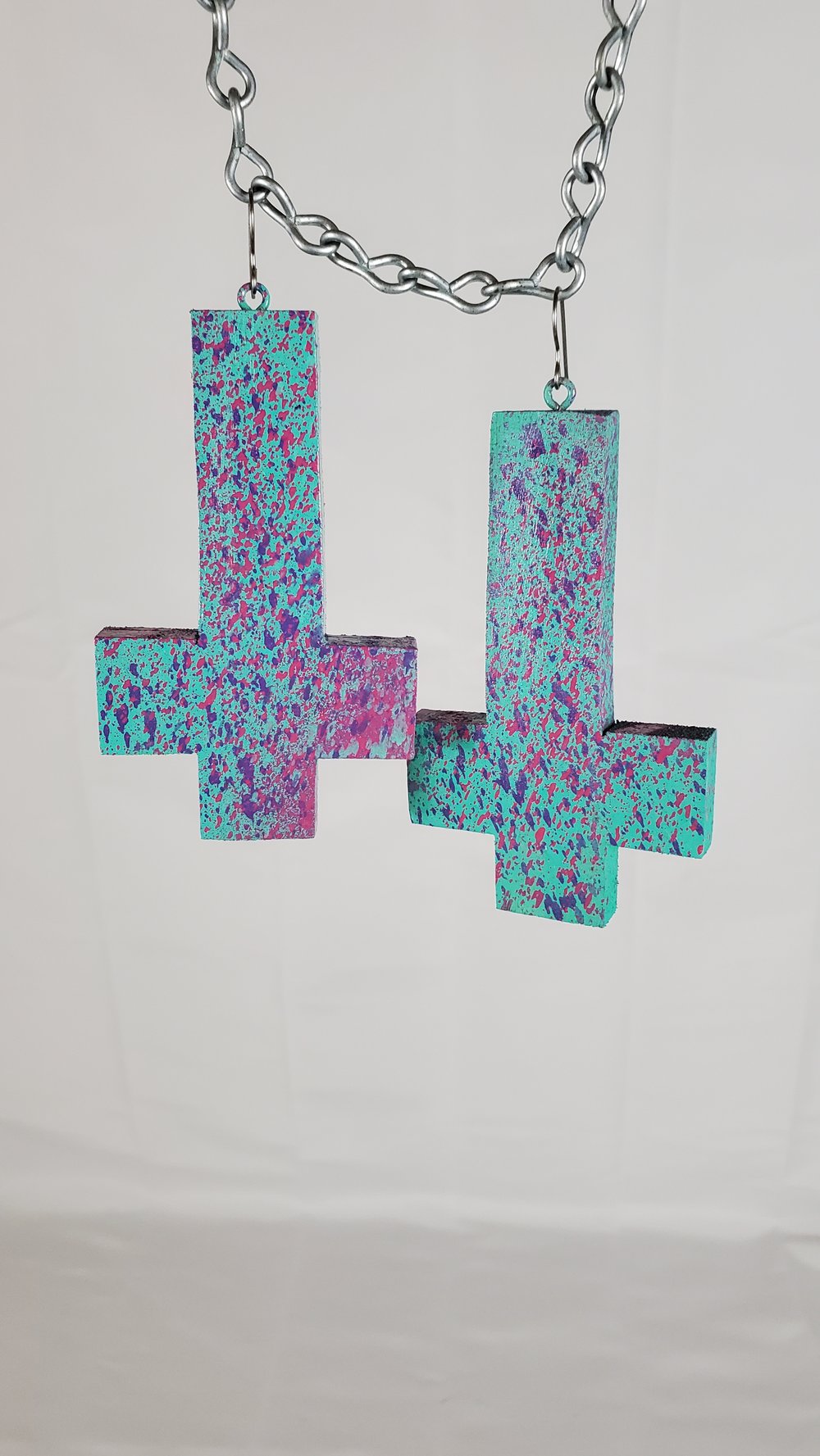 Inverted Cross Cotton Candy Earrings