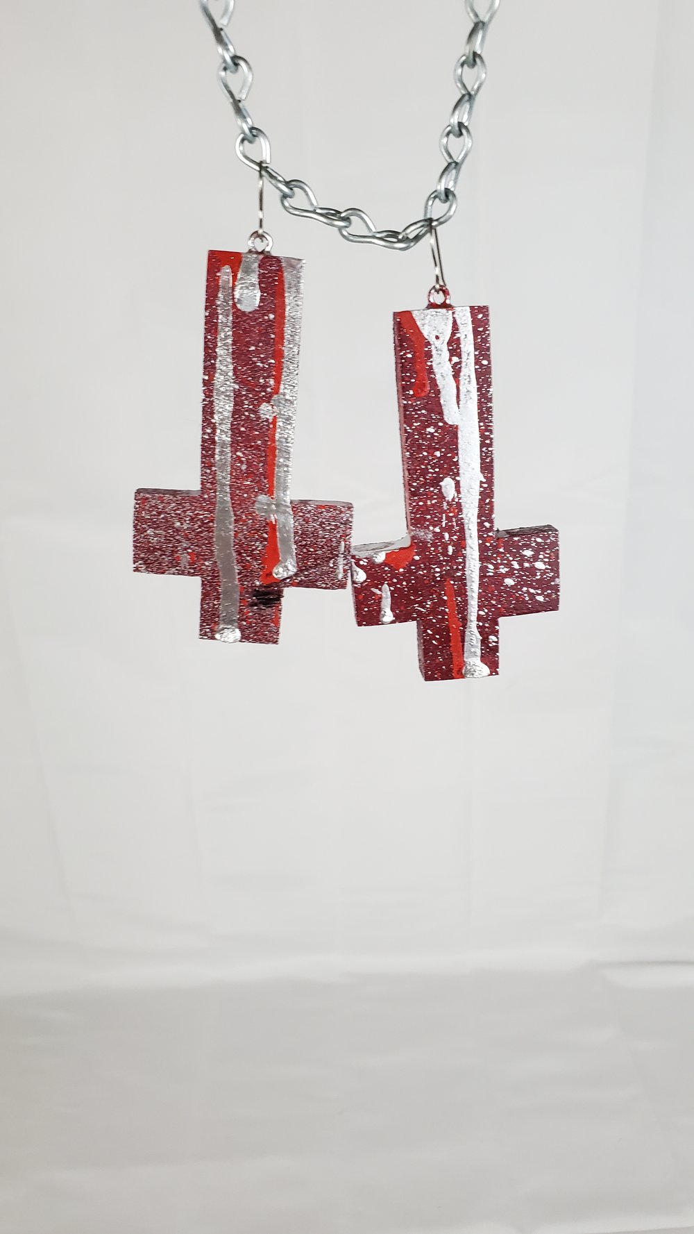 Unicorn Blood Inverted Cross Earrings