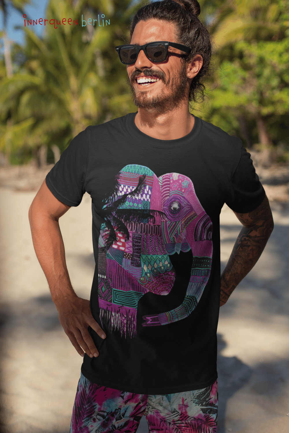 Image of Rainbow Elephant Unisex Bio-Baumwoll-T-shirt Pink