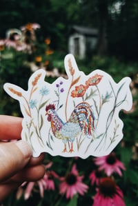 Whimsical Rooster Sticker/Decal 2.5"x3"