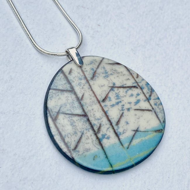 Contemporary Handmade 'Briar' Porcelain Necklace On Silver Chain