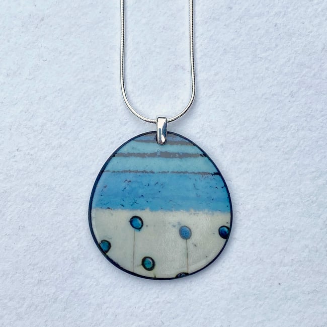 Bold Colourful Handmade Porcelain 'Brook' Necklace On Silver Chain