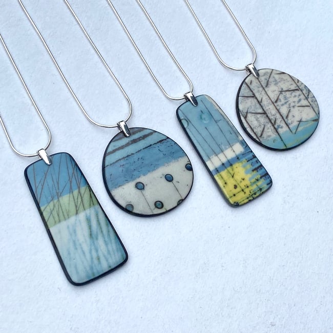 Bold Colourful Handmade Porcelain 'Brook' Necklace On Silver Chain