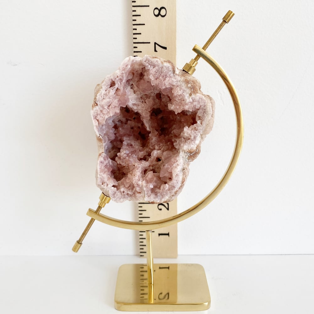 Image of Pink Amethyst no.92 + Brass Arc Stand