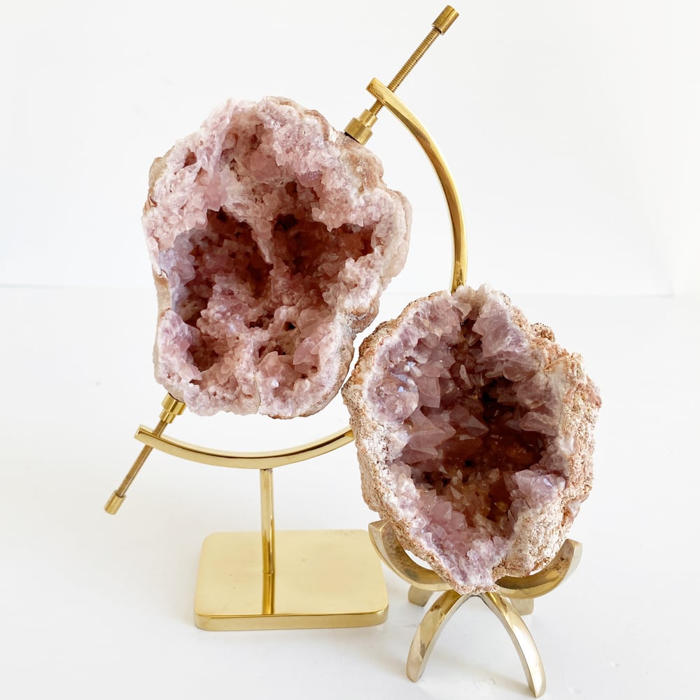 Image of Pink Amethyst no.92 + Brass Arc Stand