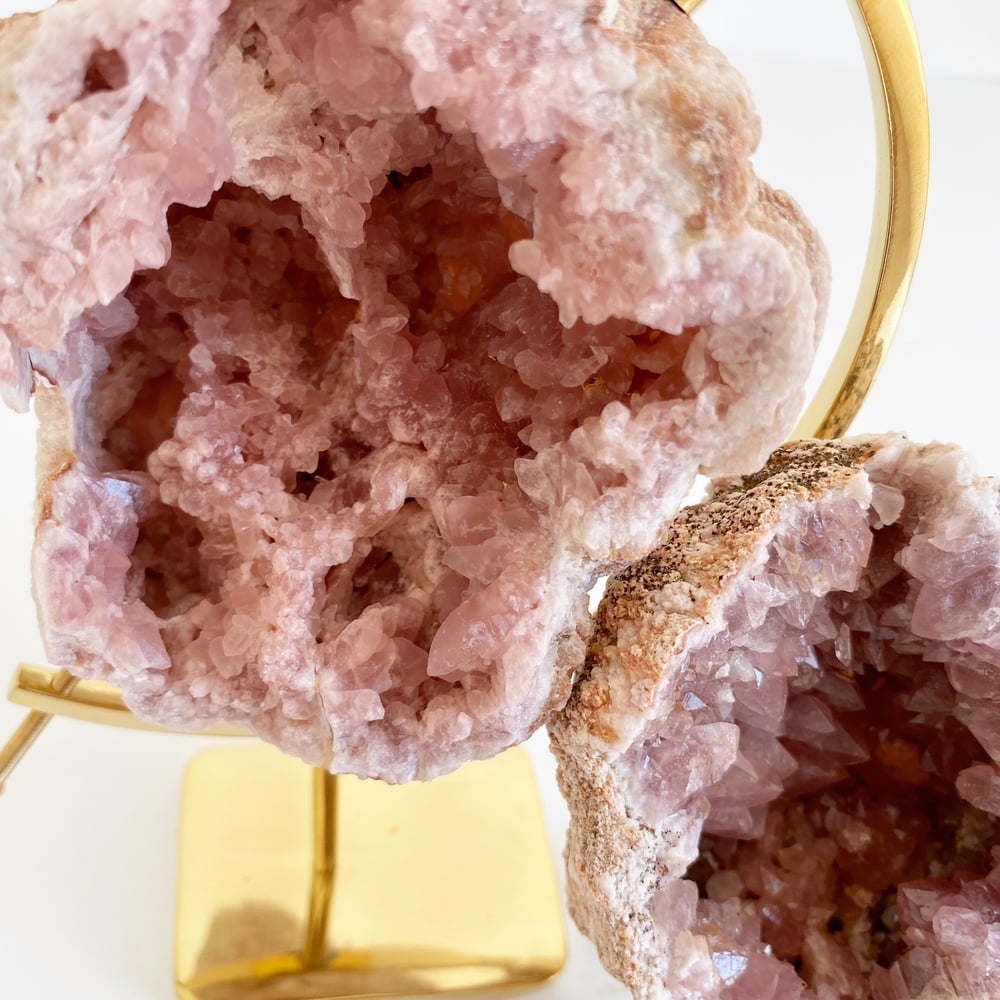 Image of Pink Amethyst no.92 + Brass Arc Stand