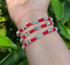 Red and Silver San judas Bracelet 