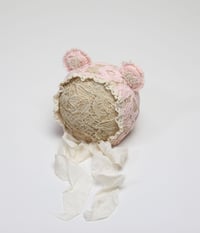 Newborn Lace & Silk Bear Bonnet