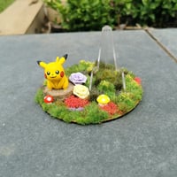 Floral pika trading card stand 