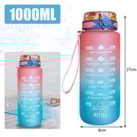 Multi Use Time-Marked Aquel Flask Water Bottle 1000ml