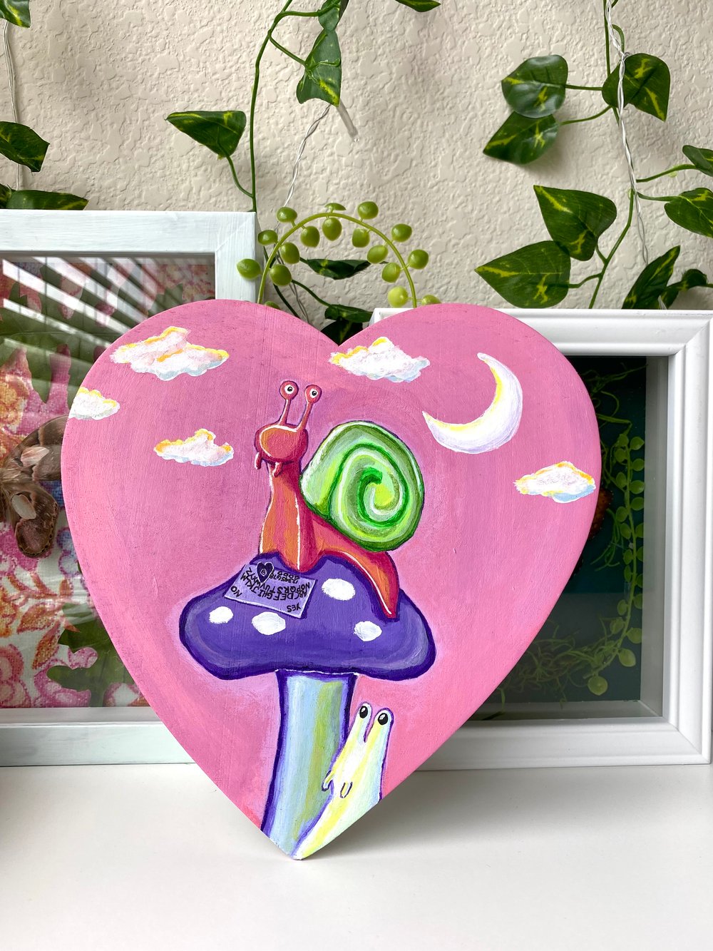 Image of "Spirit Board Snail" Heart Shaped Painting