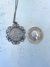 Image 2 of Vintage Silver Six Pence Coin Pendant & Chain 