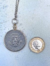 Image 2 of Vintage Half Dollar Pendant & Sterling Silver Chain 