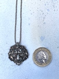Image 2 of Vintage Sterling Silver Lion head Pendent & Chain 