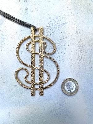 Image of Vintage Gold 80s Dollar Pendant & Chain 