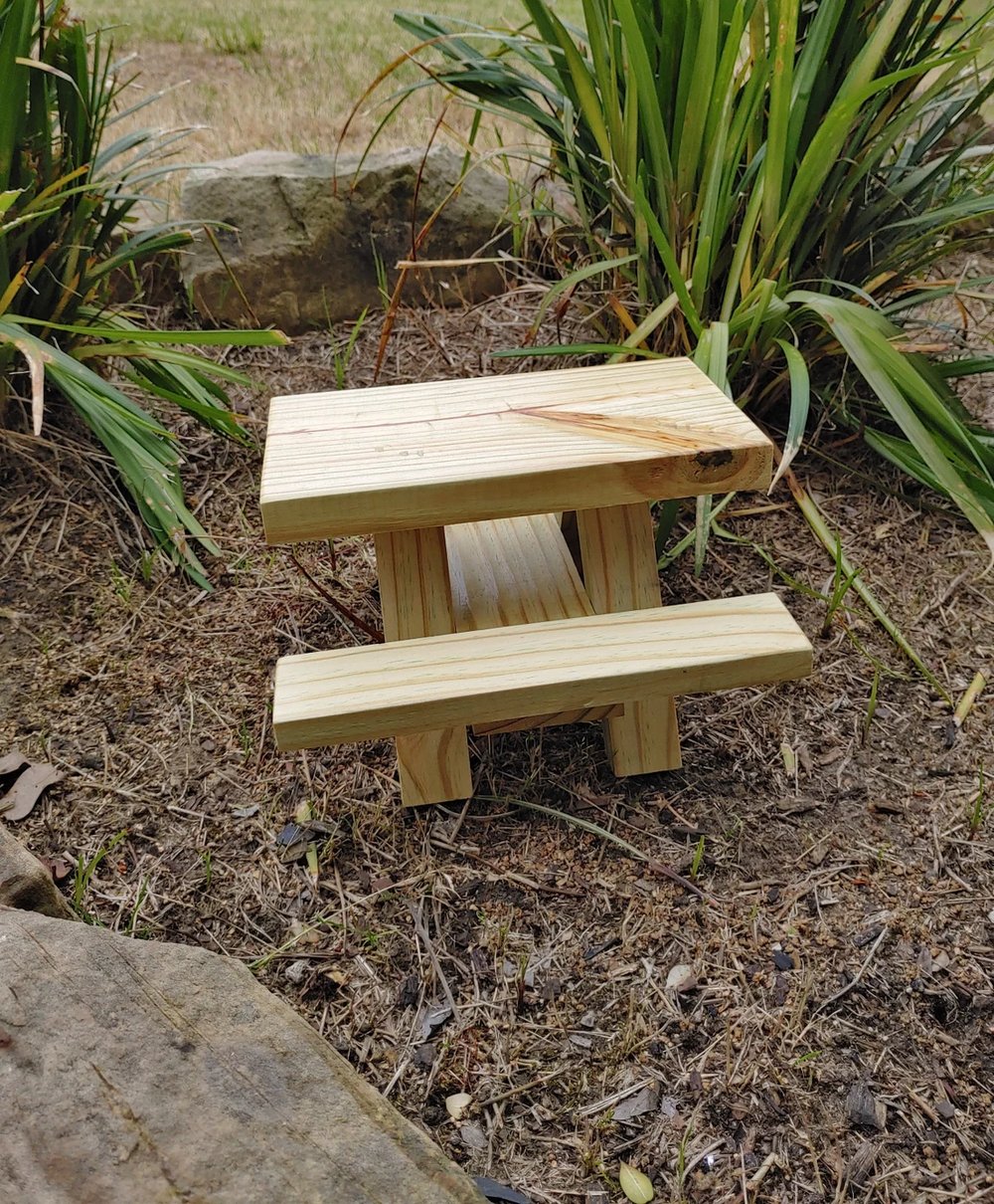 Image of Mini Pinic Table, Small critter feeder, outdoor planter display