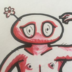 Image of Original artwork: Beetroot creature #36. Marker pens and pencil. Free dedication.