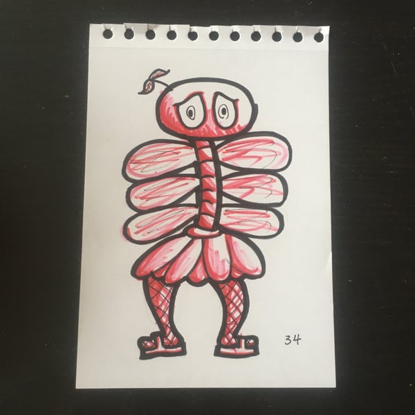 Image of Original artwork: Beetroot creature #34. Marker pens and pencil. Free dedication.