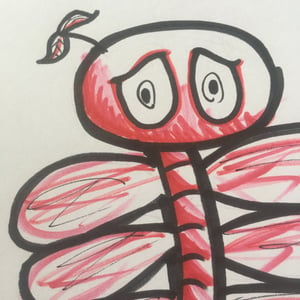 Image of Original artwork: Beetroot creature #34. Marker pens and pencil. Free dedication.