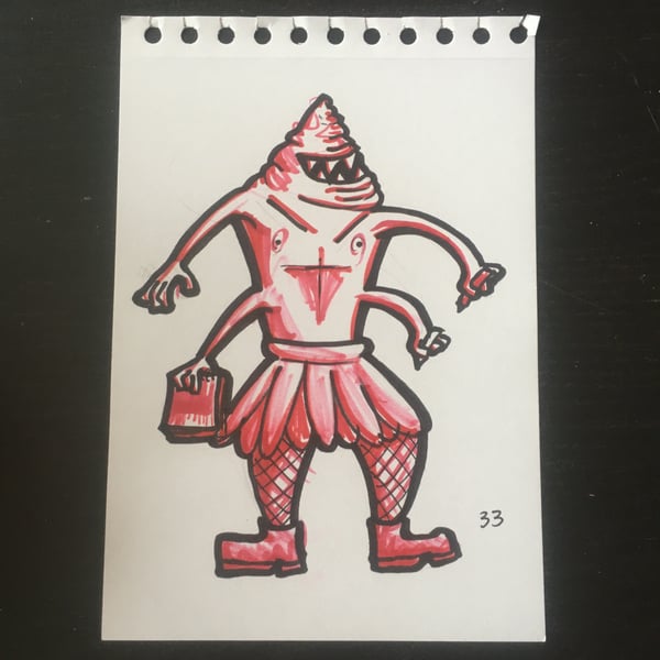 Image of Original artwork: Beetroot creature #33. Marker pens and pencil. Free dedication.