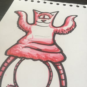 Image of Original artwork: Beetroot creature #32. Marker pens and pencil. Free dedication.