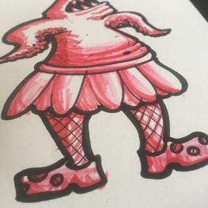 Image of Original artwork: Beetroot creature #26. Marker pens and pencil. Free dedication.