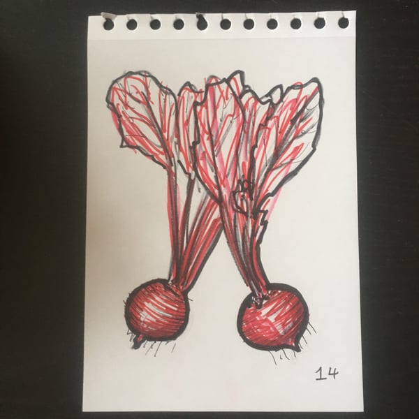 Image of Original artwork: Beetroot #14. Marker pens and pencil. Free dedication.