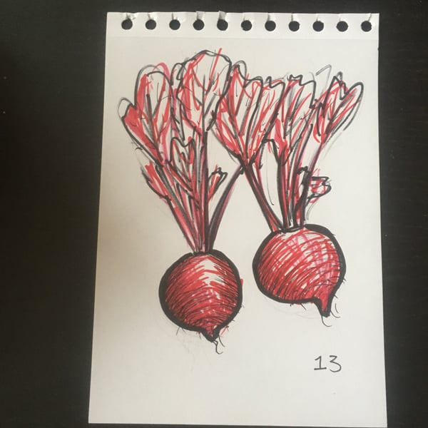 Image of Original artwork: Beetroot #13. Marker pens and pencil. Free dedication.