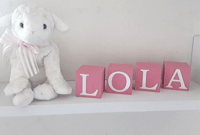 Image 1 of Hand painted wood name blocks, new baby gift,wood baby blocks,alphabet wood blocks