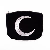 Image 2 of Crescent Moon Zip pouch with silver moon by Anita Ivancenko