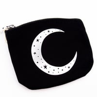 Image 4 of Crescent Moon Zip pouch with silver moon by Anita Ivancenko