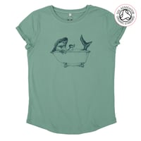 Image 2 of Shark Women's Roll Sleeve T-shirt's (Organic)