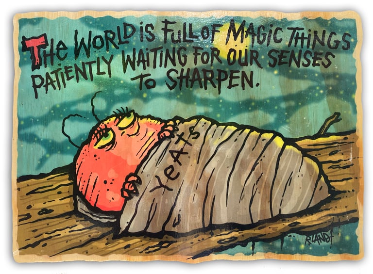 Yeats Magic world print on wood