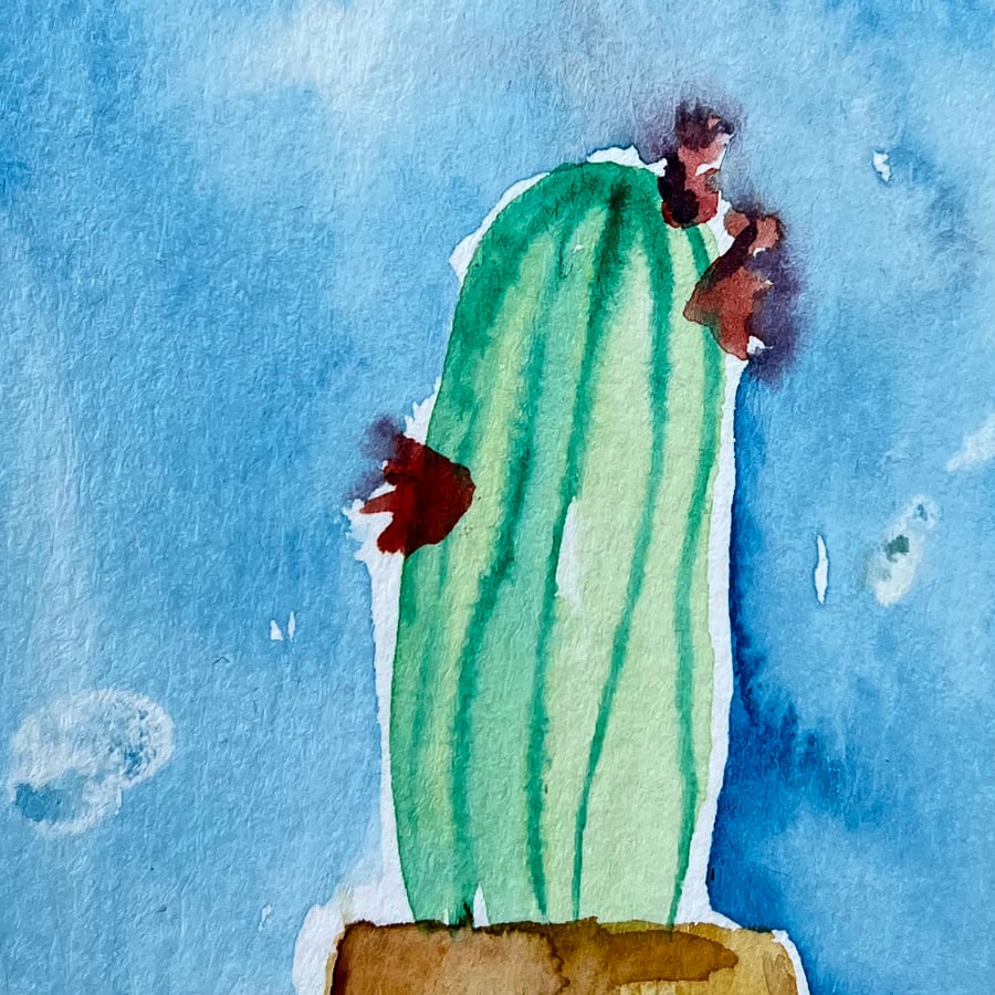 Image of Cactus in bloom 1 - Original Watercolor